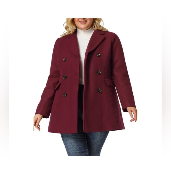 Agnes Orinda Juniors Plus Size Winter Warm Double Breasted Mid-Length Coat - Picture 1 of 9